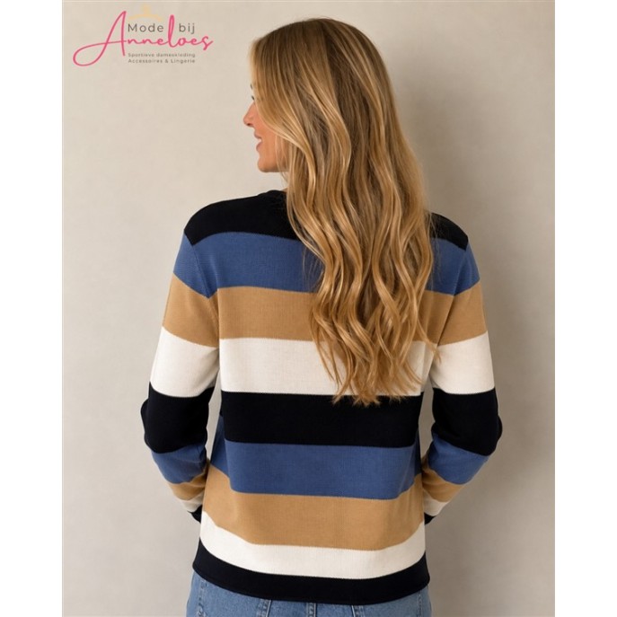 Blue Seven Pullover 248154 RH streep Blauw zand ecru